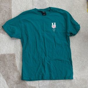 HUF Teal Short-Sleeve Tee with Floral 'H' Chest Graphic